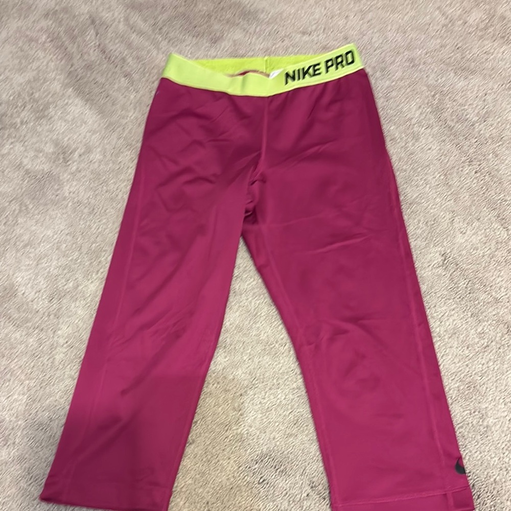 Nike Vibrant Pink and Green Athletic Leggings